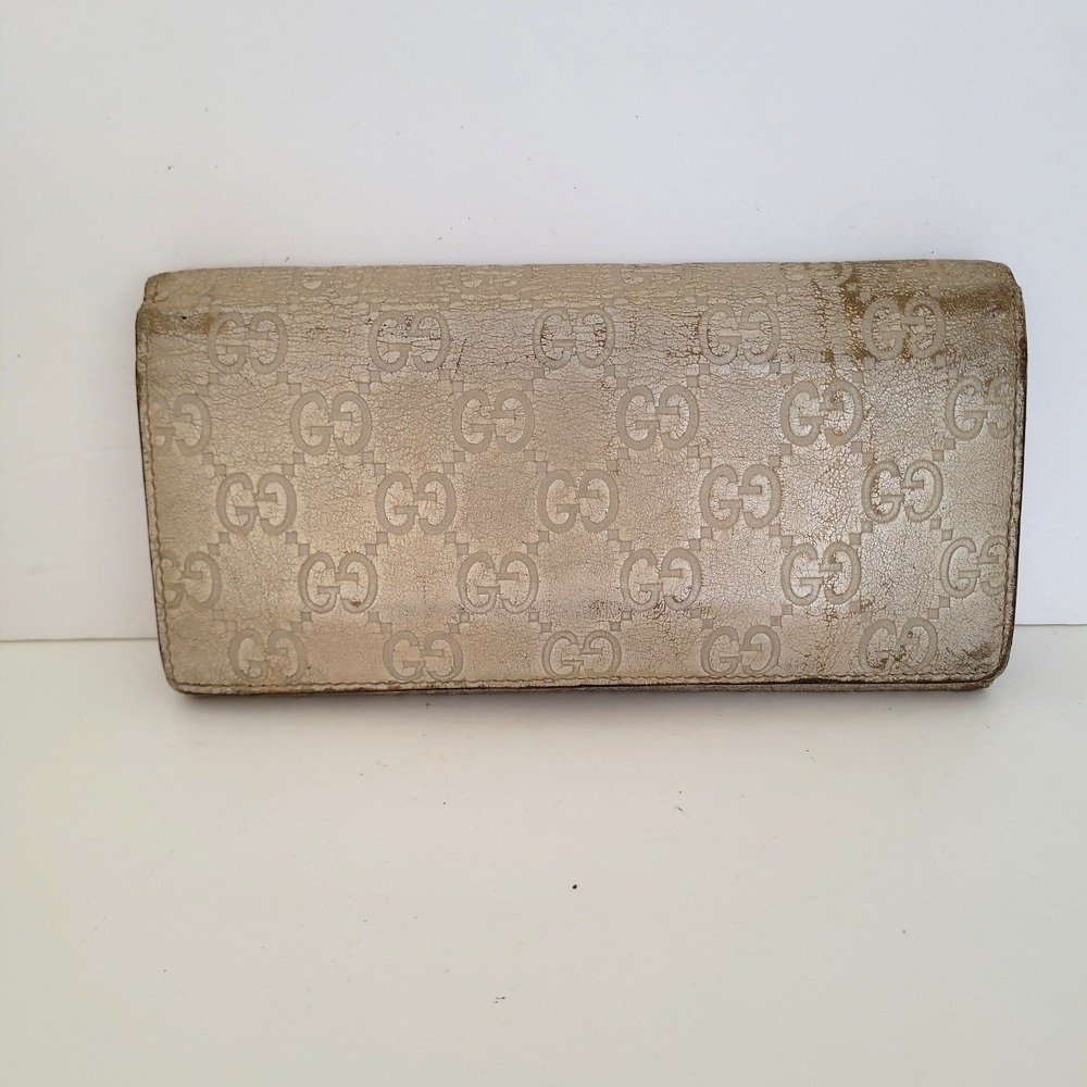 Gucci Guccissima Long Continental Wallet Bone White Leather 115229-2149‎ - Picture 1 of 14